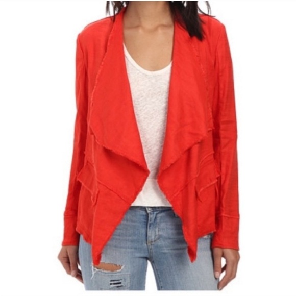 Free People Jackets & Blazers - Free People Red Draped Linen Jacket